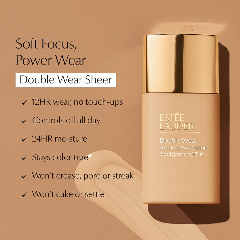 Estée Lauder Double Wear Sheer Long-Wear Foundation, SPF 19, 1.0 fl oz, 8N1 Espresso