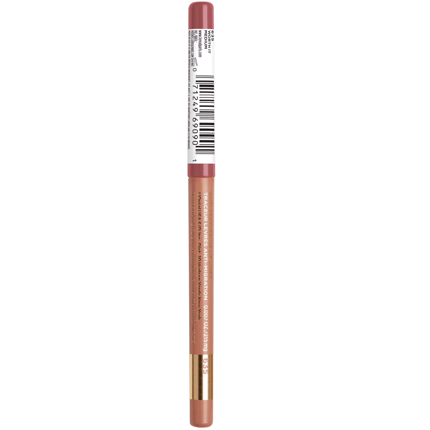 L'Oreal Paris Colour Riche Lip Liner Pencil, Creamy Lip Liner with Omega 3 and Vitamin E, 635 Worth It Medium (Medium Dark Mauve)
