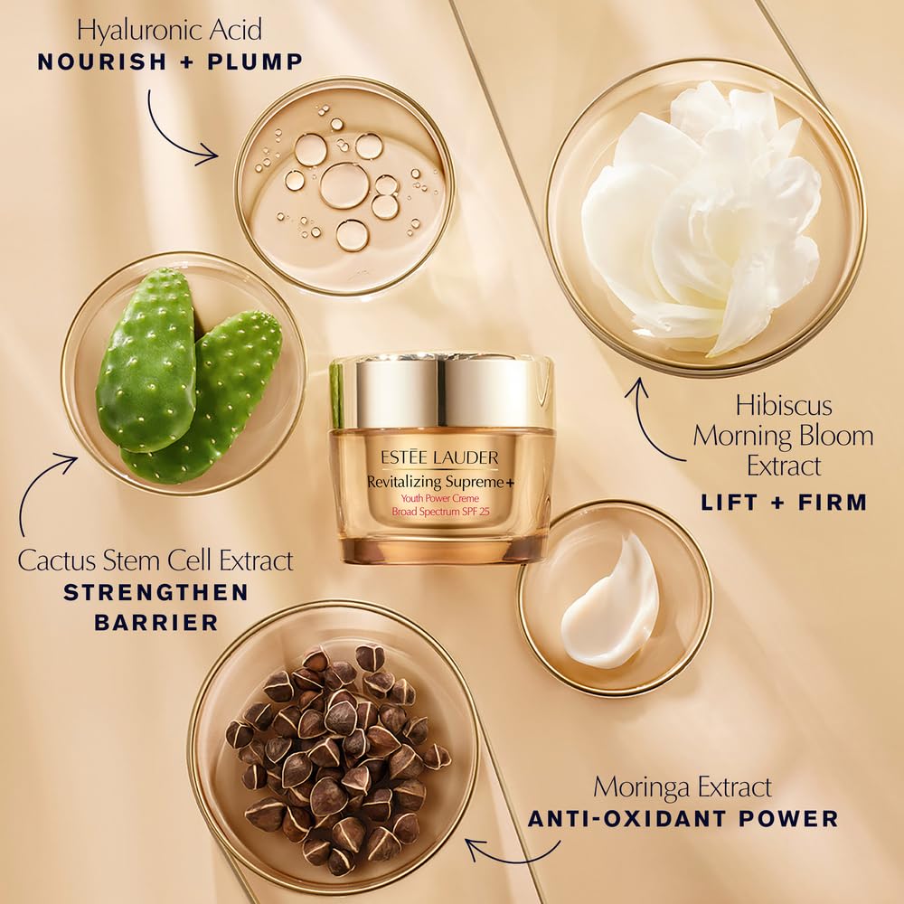 Estée Lauder Revitalizing Supreme+ Youth Power Cream Moisturizer SPF 25 with Hyaluronic Acid & Peptides, 1.7 oz..