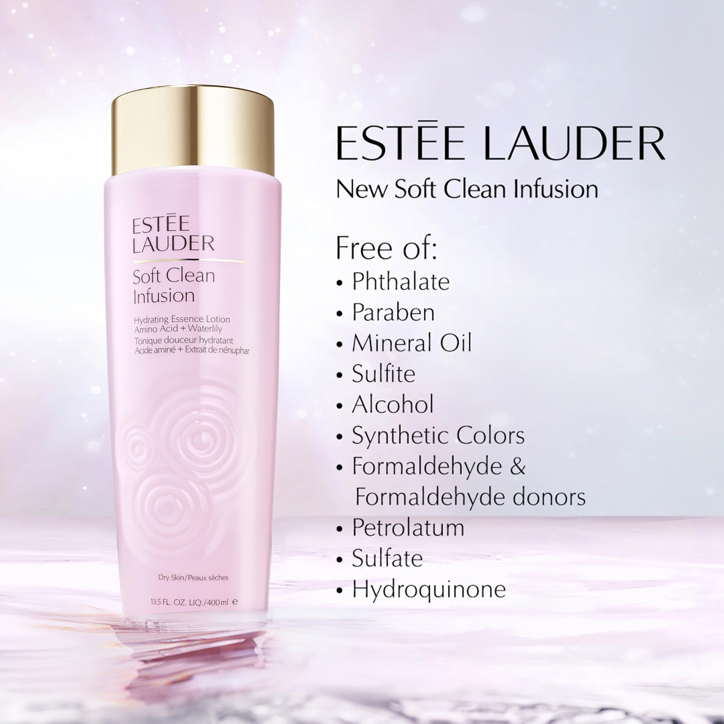 Estée Lauder Soft Clean Infusion Hydrating Skin Essence Face Lotion with Amino Acid + Waterlily, 13.5 fl oz.