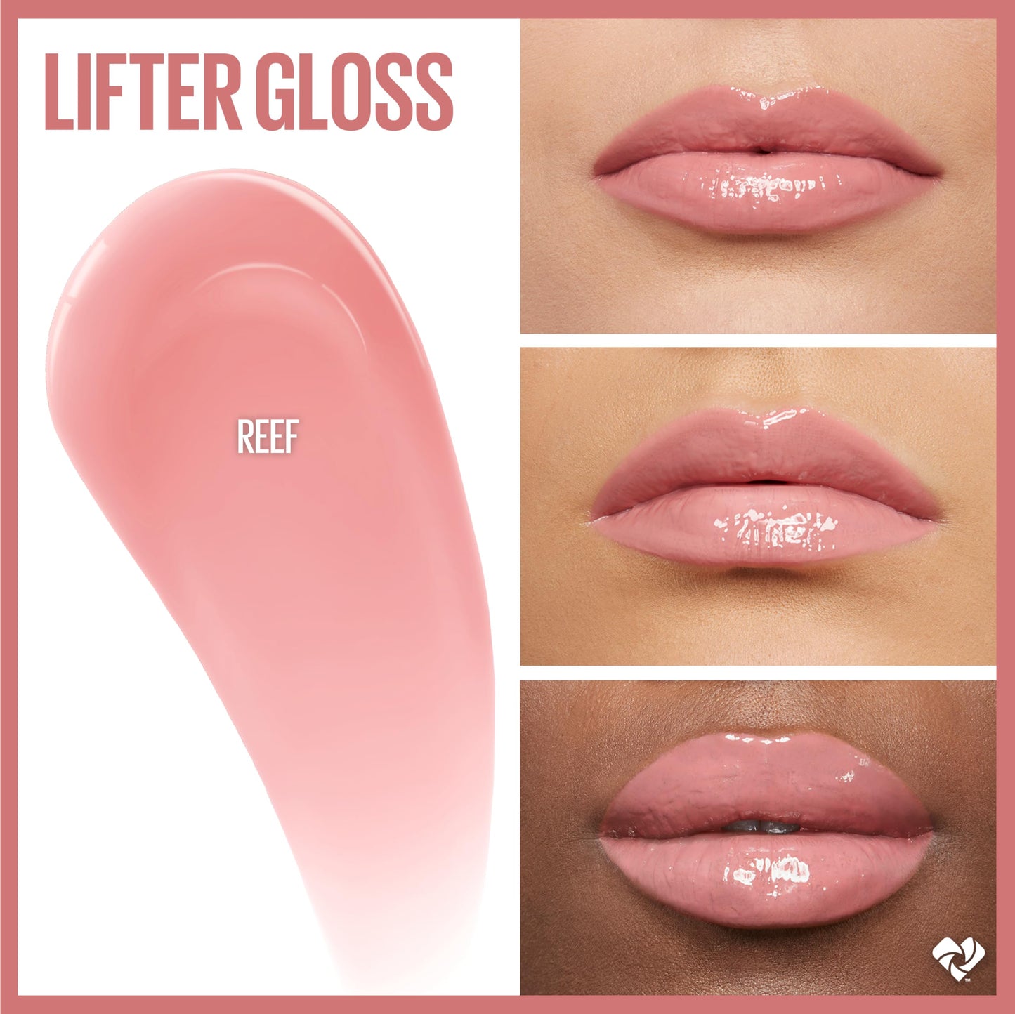 Maybelline Lifter Gloss, Hydrating Lip Gloss with Hyaluronic Acid, High Shine for Plumper Looking Lips, Reef, Peachy Neutral, 0.18 Ounce