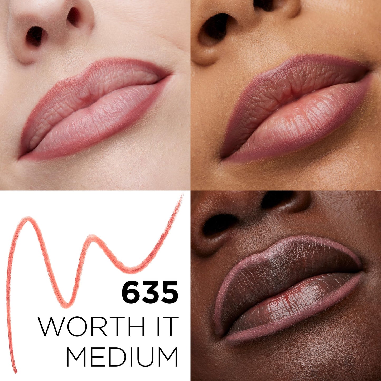 L'Oreal Paris Colour Riche Lip Liner Pencil, Creamy Lip Liner with Omega 3 and Vitamin E, 635 Worth It Medium (Medium Dark Mauve)