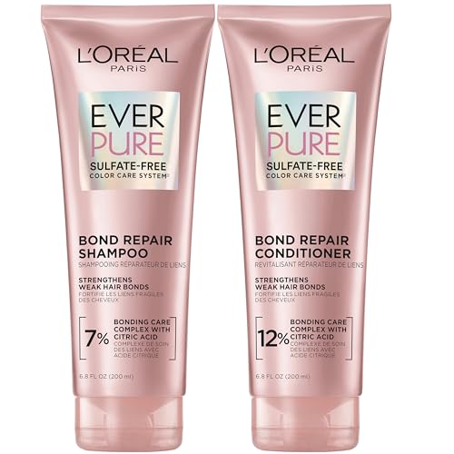 L'Oreal Paris EverPure Sulfate-Free Vegan Hair Care Kit - Shampoo and Conditioner to Strengthen and Repair Hair Bonds (Packaging May Vary)