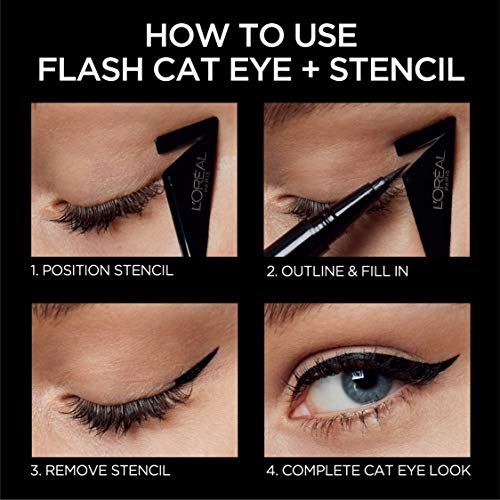 L'Oreal Paris Makeup Infallible Flash Cat Eye Waterproof Liquid Eyeliner, Black, 0.44 oz.