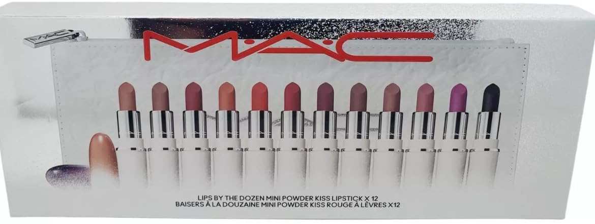 M.A.C Lips By Dozen Mini Podwer Kiss Lipstick x 12 - A Holiday Kit