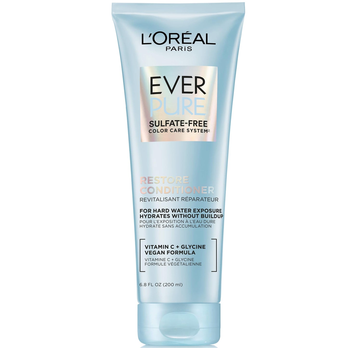 L'Oreal Paris Restore Sulfate Free Conditioner with Antioxidants, Moisturizing Conditioner for Hard Water Exposure and Styling Build-up, EverPure, 6.8 Fl Oz