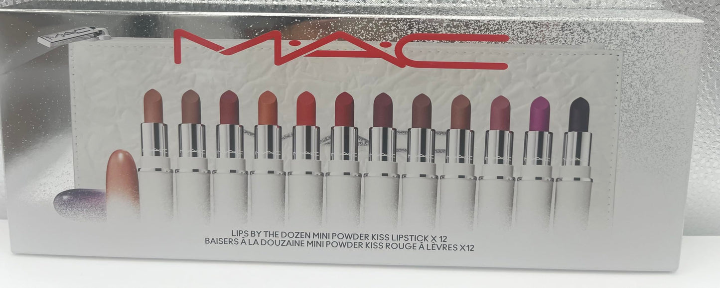 M.A.C Lips By Dozen Mini Podwer Kiss Lipstick x 12 - A Holiday Kit