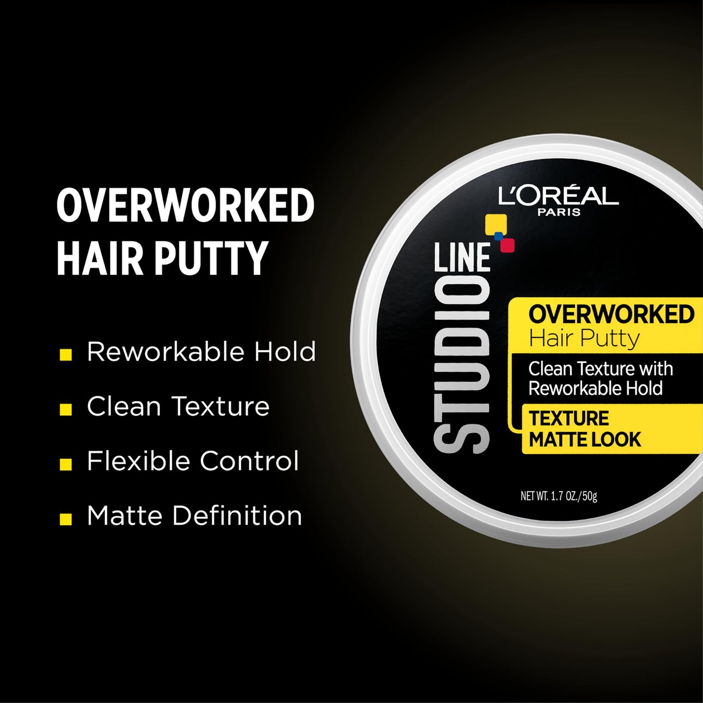 L'Oreal Paris Studio Line Overworked Hair Putty, 1.7 oz.