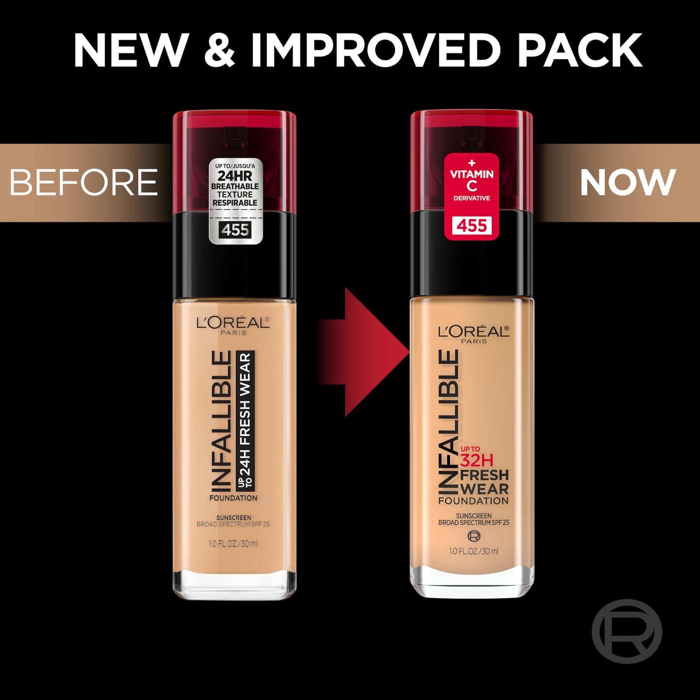 L'Oreal Paris Makeup Infallible Up to 32 Hour Fresh Wear Lightweight Foundation, 425 Linen, 1 Fl Oz, Packaging May Vary