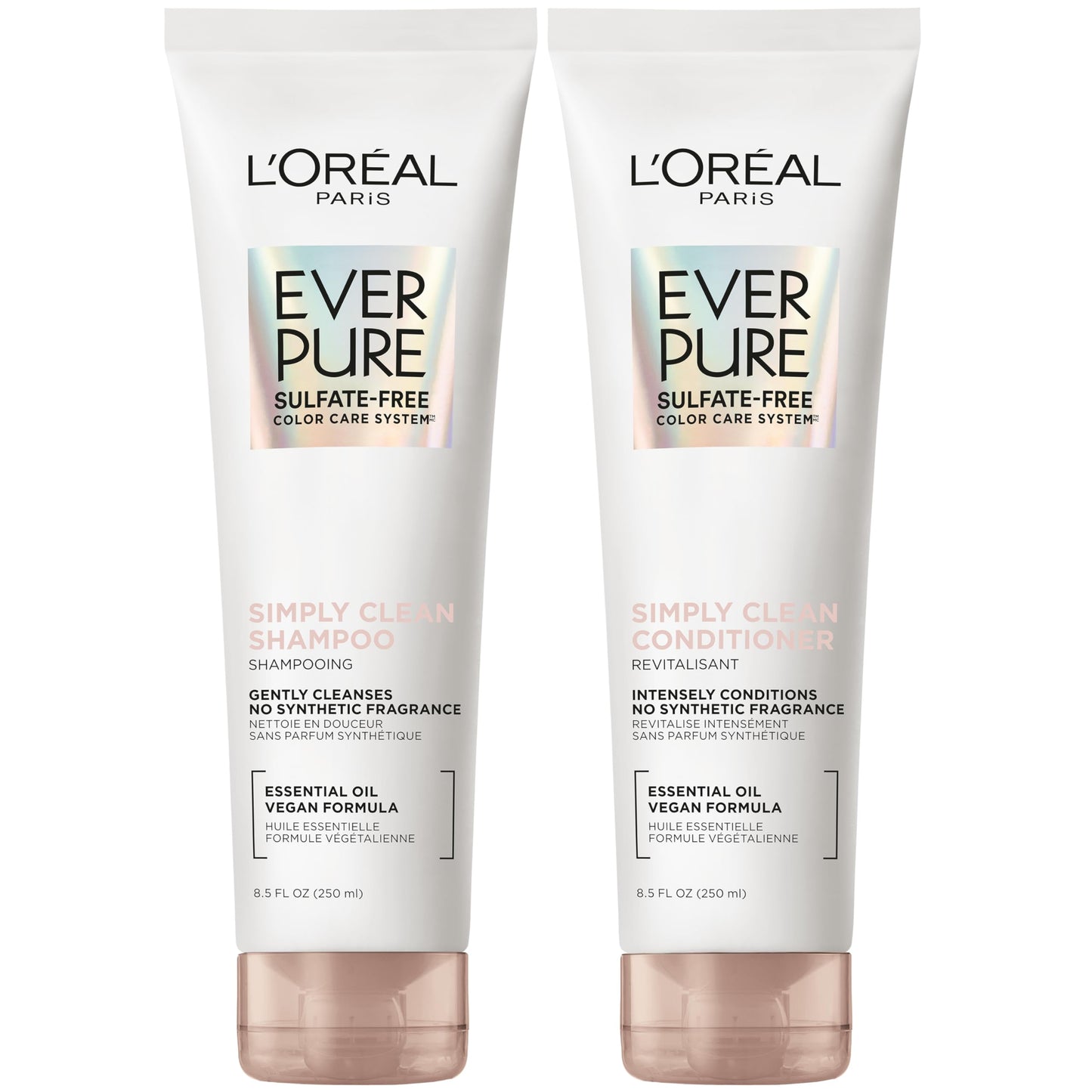 L'Oreal Paris EverPure Sulfate Free Simply Clean Shampoo and Conditioner Set, Hydrating Hair Care with Rosemary Essential Oils, 1 Kit (2 Products)