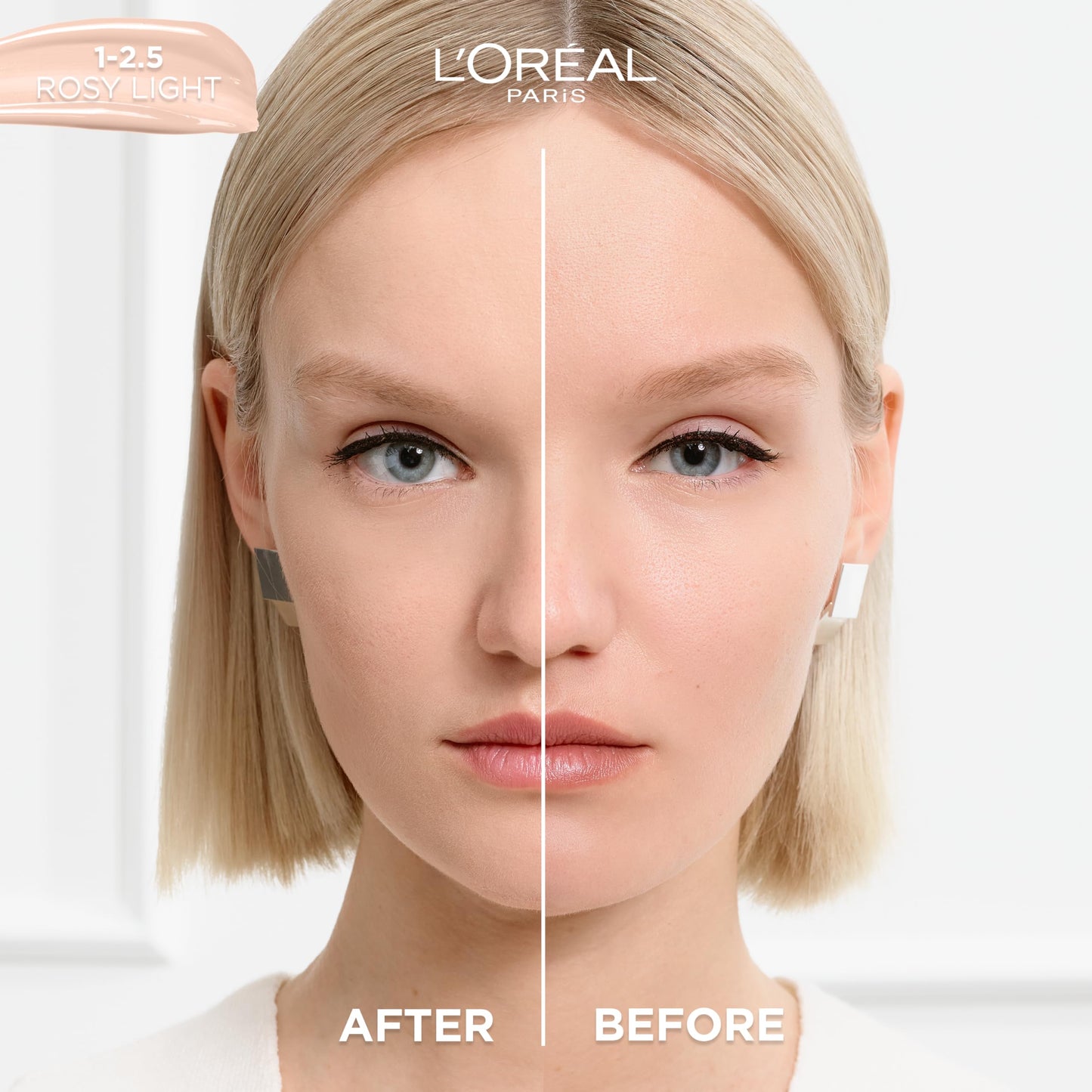 L'Oreal Paris True Match Nude Hyaluronic Tinted Serum Foundation with 1% Hyaluronic acid, Rosy Light 1-2.5, 1 fl. oz.