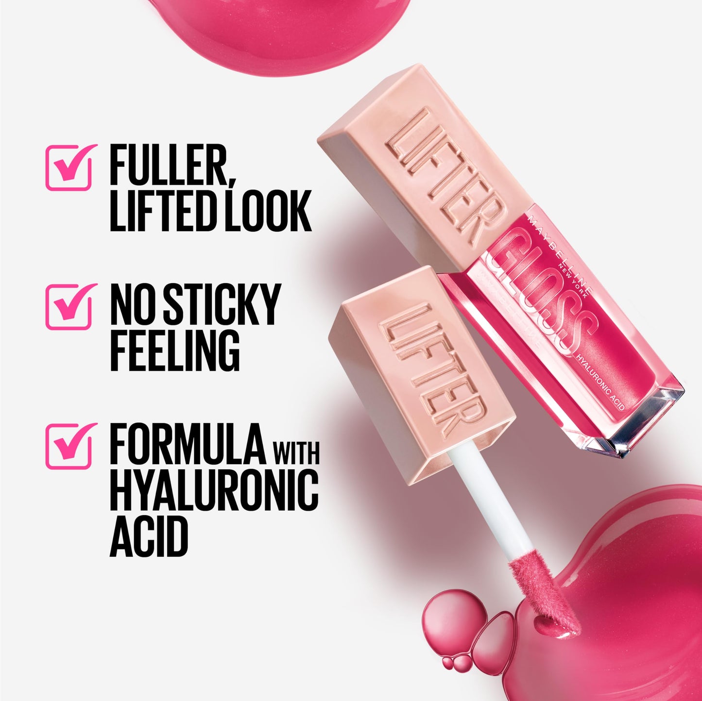 Maybelline New York Lifter Gloss Hydrating Lip Gloss with Hyaluronic Acid, Bubblegum, Sheer Bright Pink, 1 Count